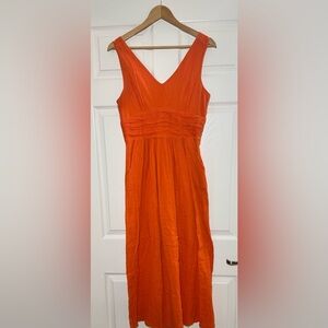 100% Cotton Orange Maxi Dress with Pockets